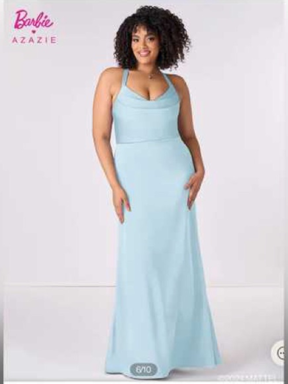 Azazie Sky Blue Cowl Neck Maxi Dress Womens size A16
